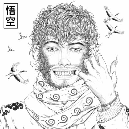 Espiègle Wukong : Lineart Noir et Blanc