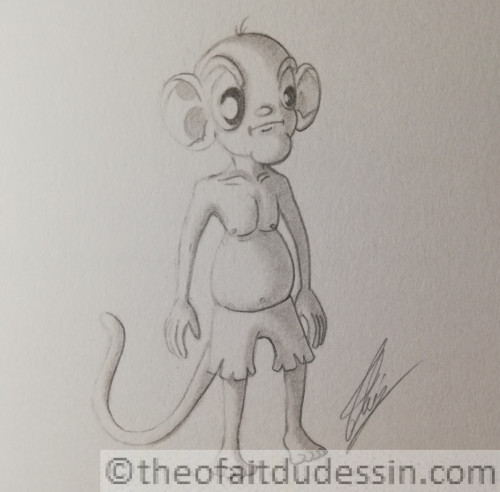 Jeune singe attentif